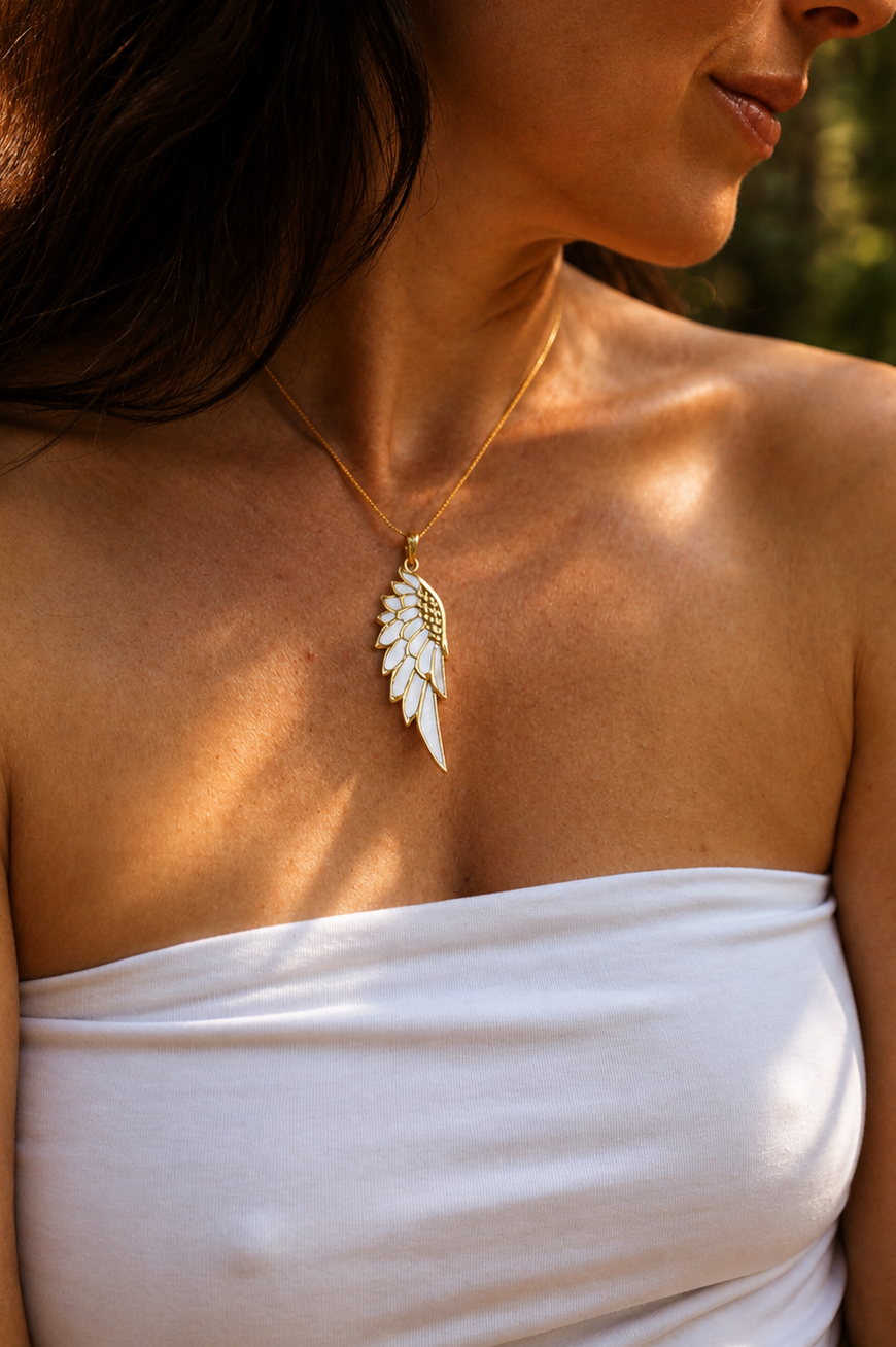 Anahata Spirit Wing Pendant shell options