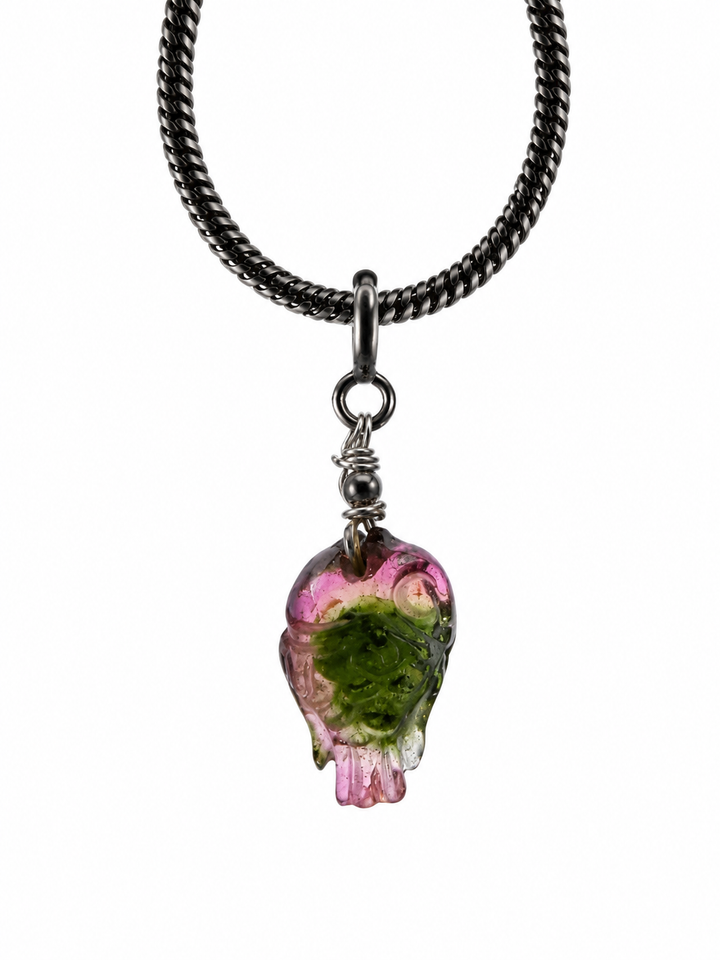 Watermelon Tourmaline Fish Silver Pendant/Charm — Flow & Flourish