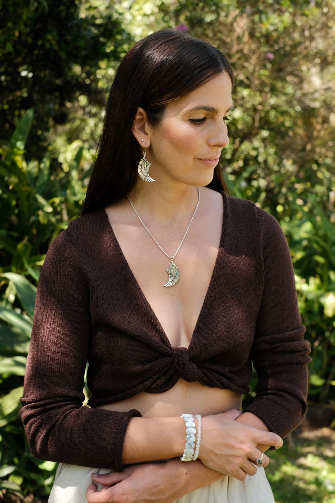 The Sacred Wings Set — Rise Goddess Silver Pendant, Earrings & Free Chain
