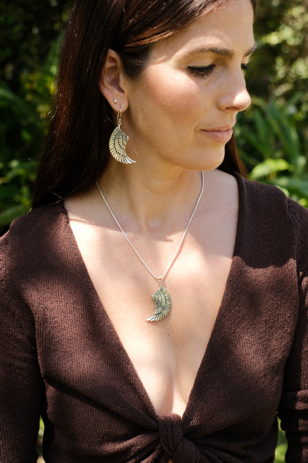The Sacred Wings Set — Rise Goddess Silver Pendant, Earrings & Free Chain