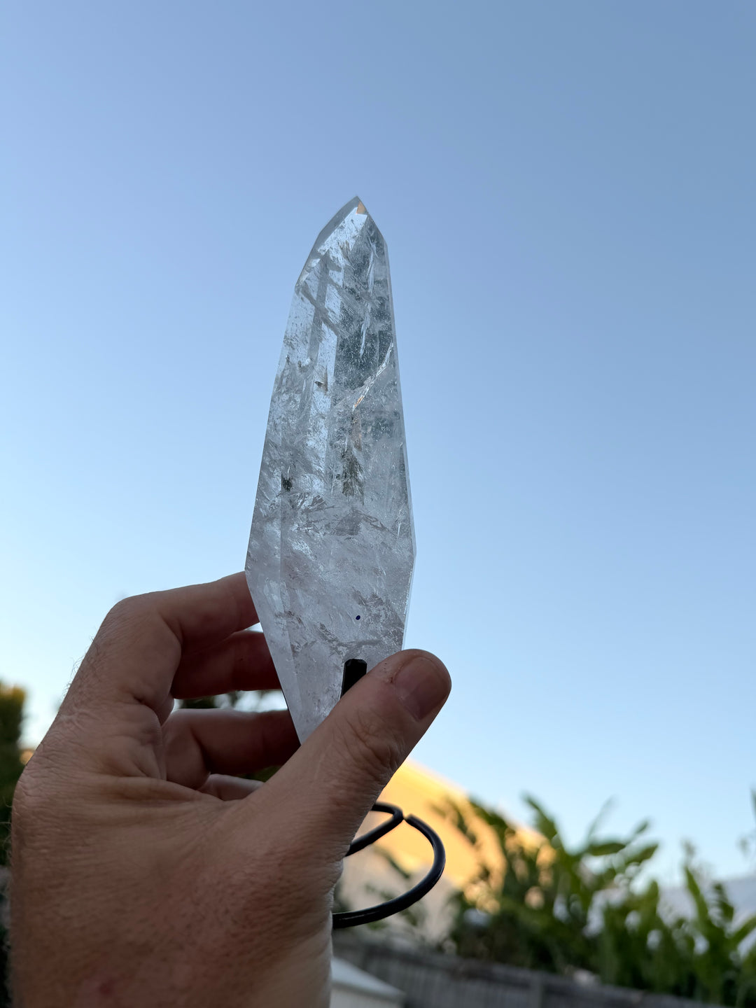 Lemurian Seed Laser Quartz In Metal Stand