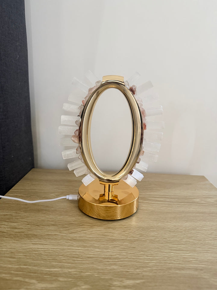 Selenite & Hematoid Quartz Aphrodite Lamp