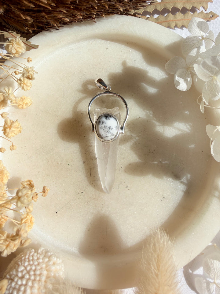 Merlinite & Lemurian Silver Pendant - The Light Keepers Wand