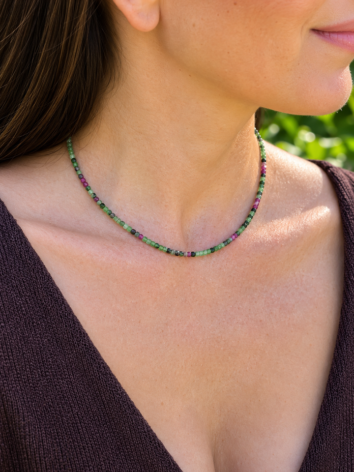Ruby Zoisite Faceted Necklace - Passion and Growth