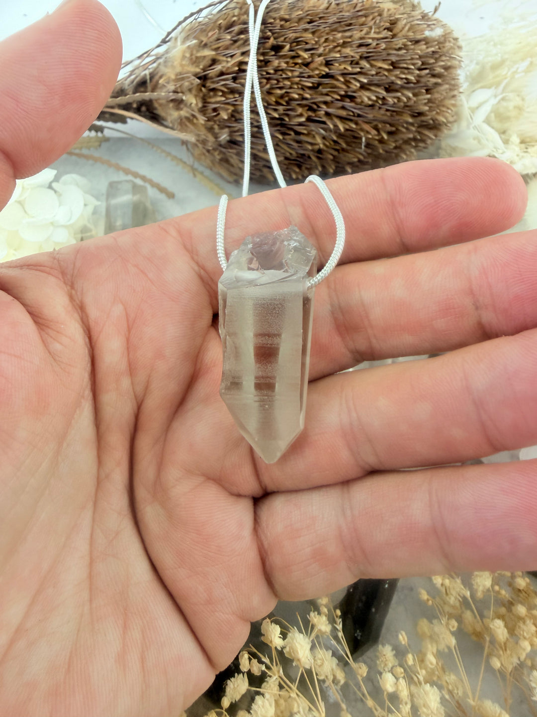 Lemurian Smoky Quartz Laser Pendant