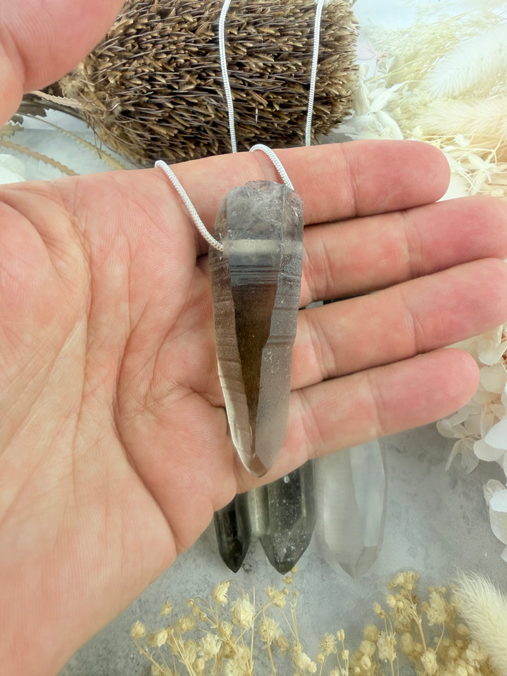 Lemurian Smoky Quartz Laser Pendant