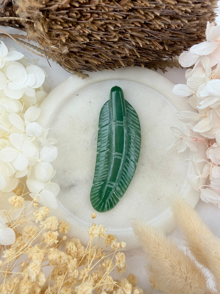 Green Aventurine Feather Pendant