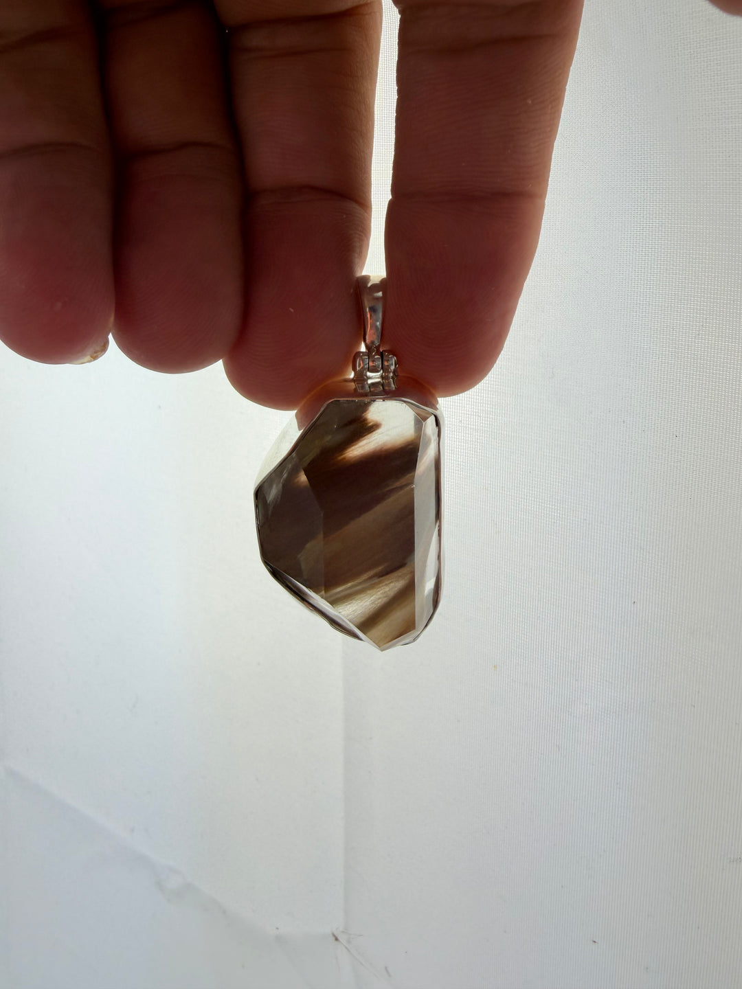 Amphibole Quartz Silver Pendant