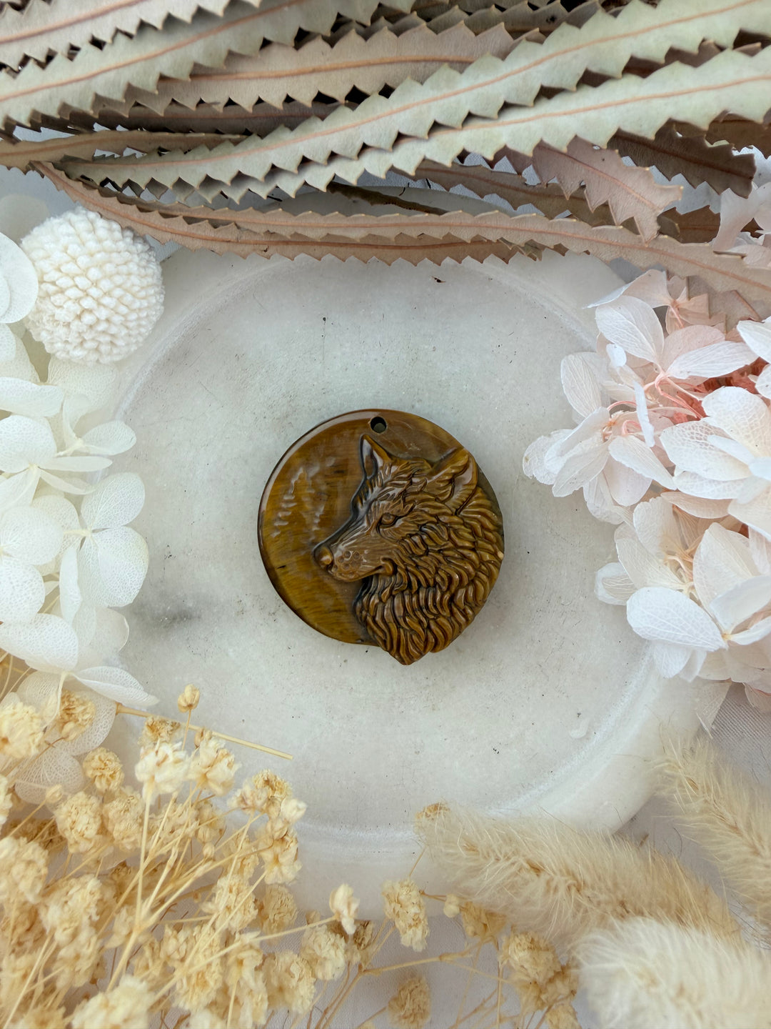Tigers Eye Wolf Pendant