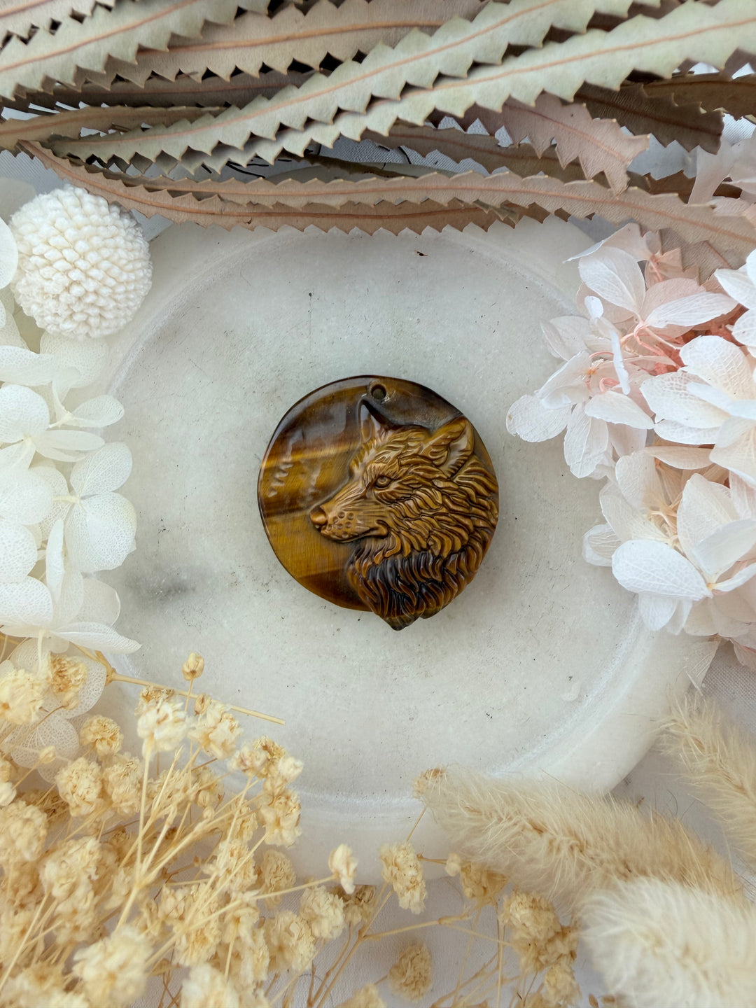 Tigers Eye Wolf Pendant