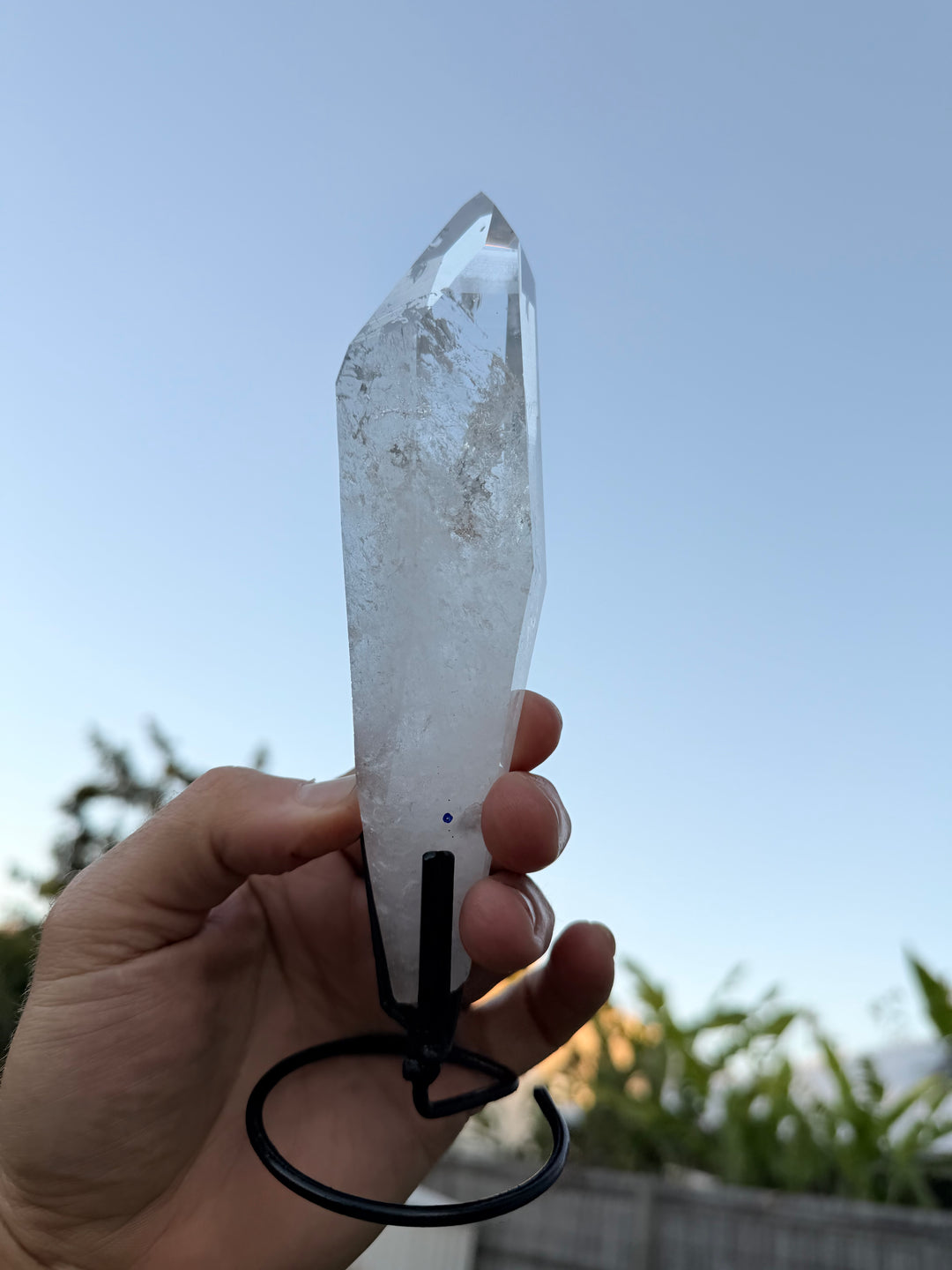 Lemurian Seed Laser Quartz In Metal Stand