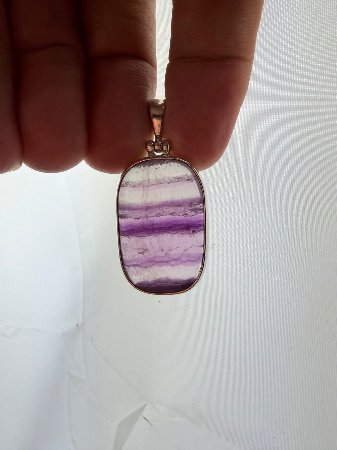 Rainbow Fluorite Silver Pendant