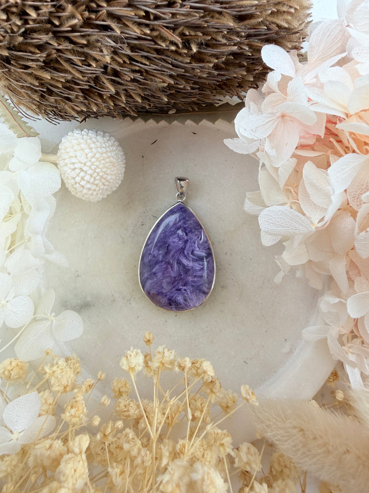 Charoite Silver Pendant