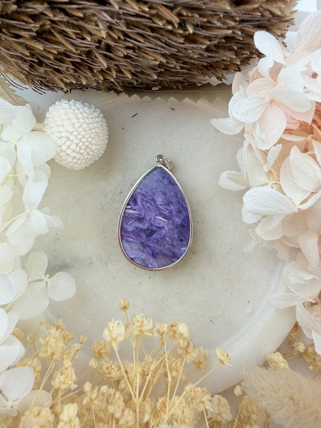 Charoite Silver Pendant
