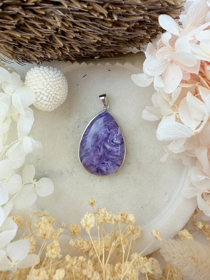 Charoite Silver Pendant