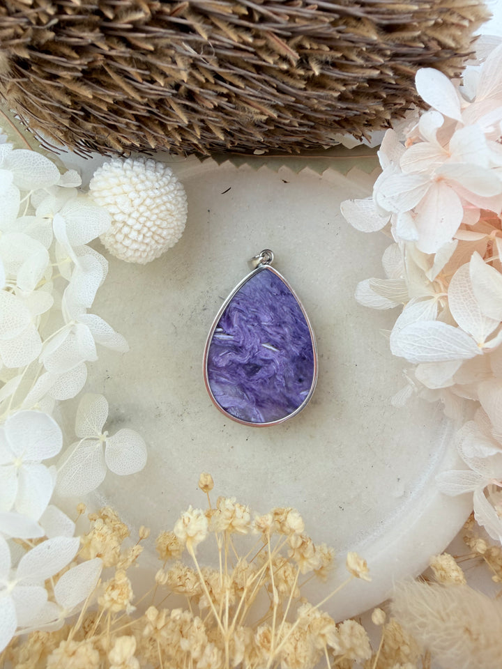 Charoite Silver Pendant
