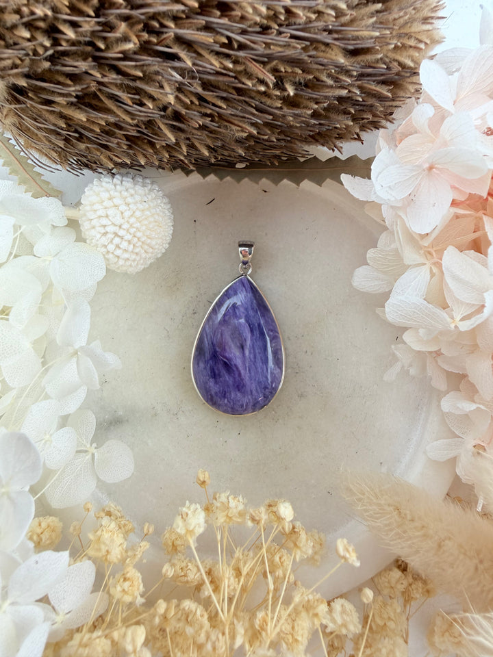 Charoite Silver Pendant