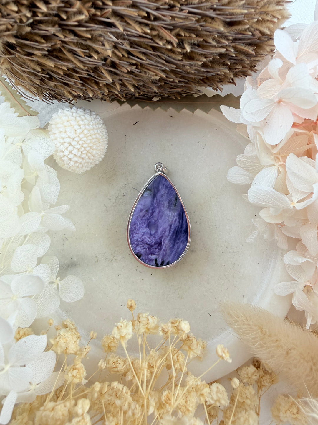 Charoite Silver Pendant