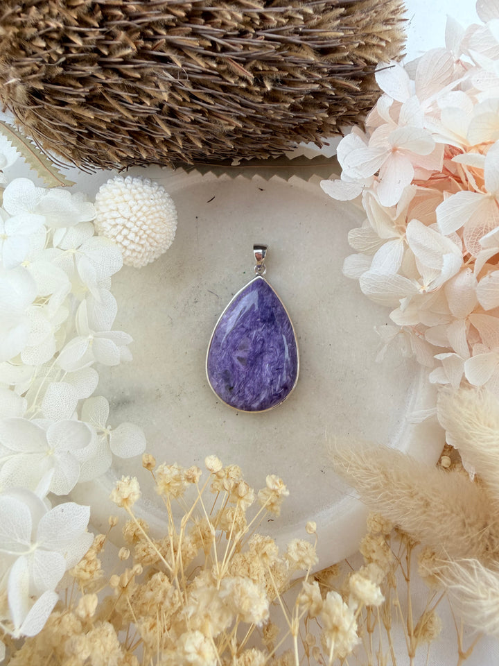 Charoite Silver Pendant