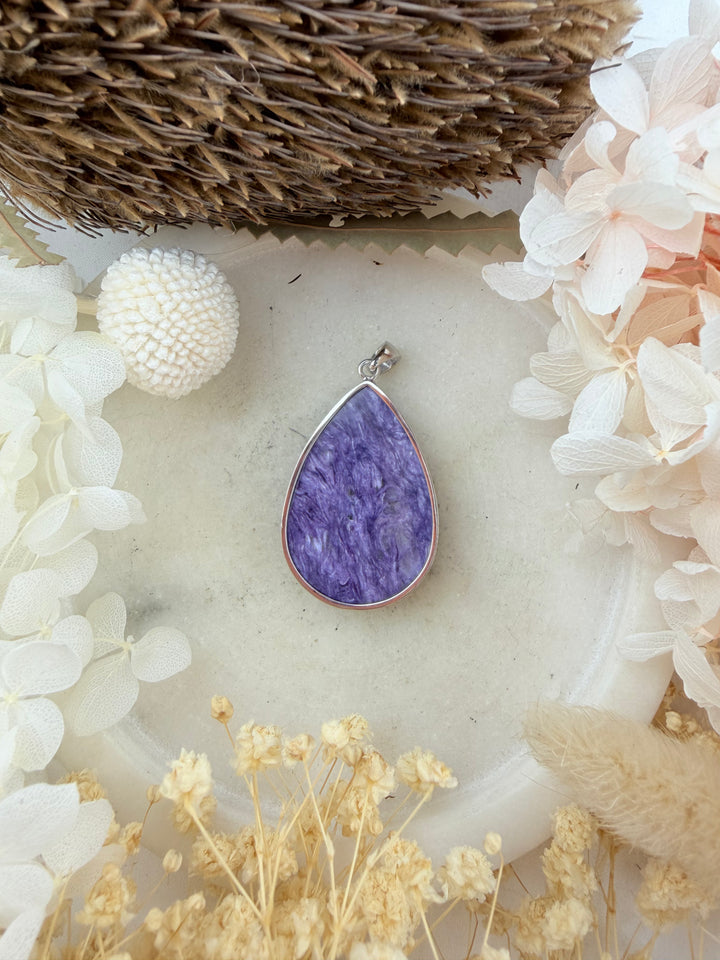 Charoite Silver Pendant