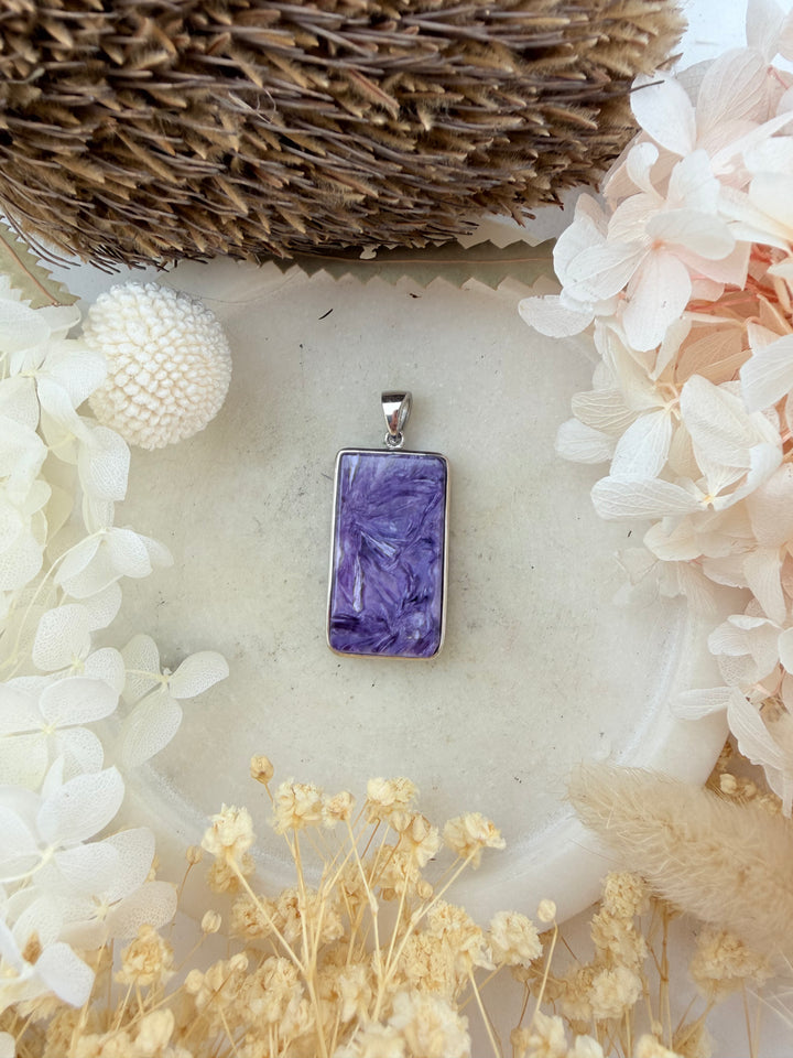 Charoite Silver Pendant