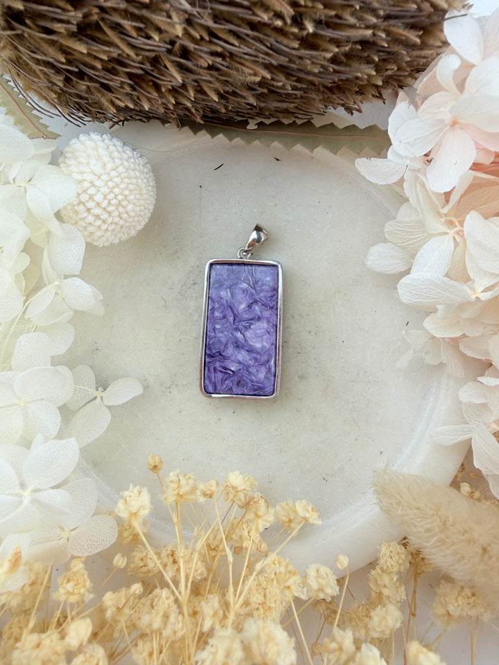 Charoite Silver Pendant