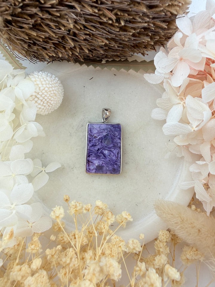 Charoite Silver Pendant