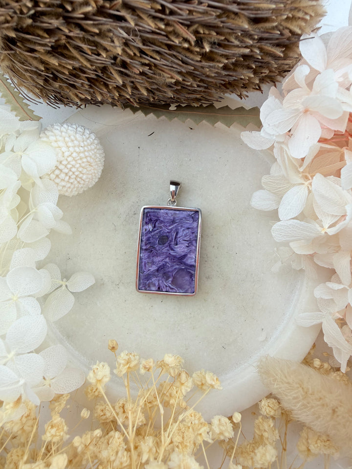 Charoite Silver Pendant