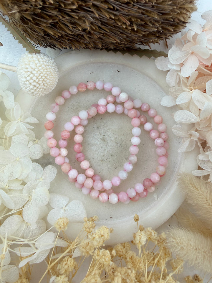 Pink Opal Bracelet - Faceted 6mm