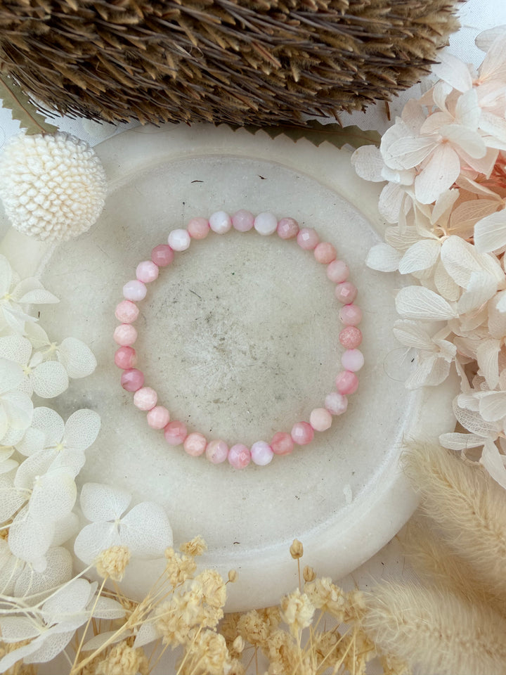 Pink Opal Bracelet - Faceted 6mm