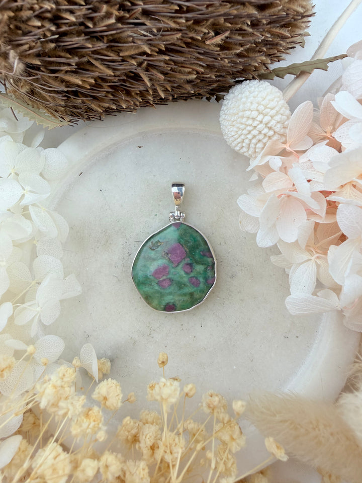 Ruby Fuchsite Silver Pendant
