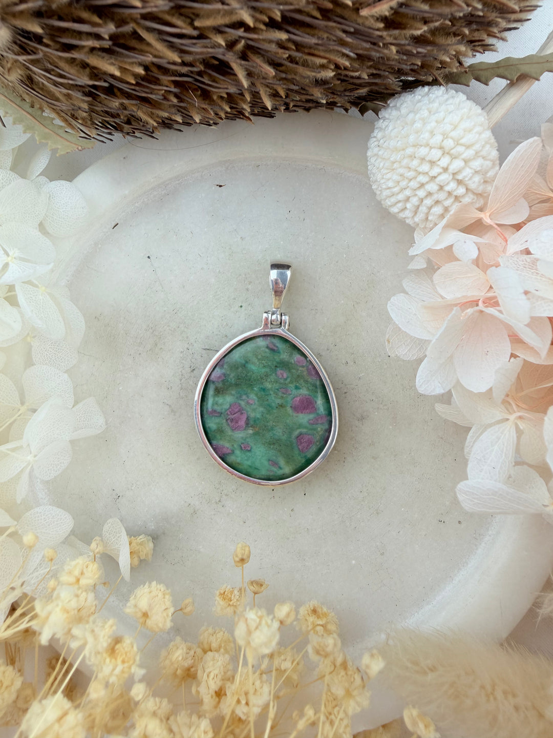 Ruby Fuchsite Silver Pendant