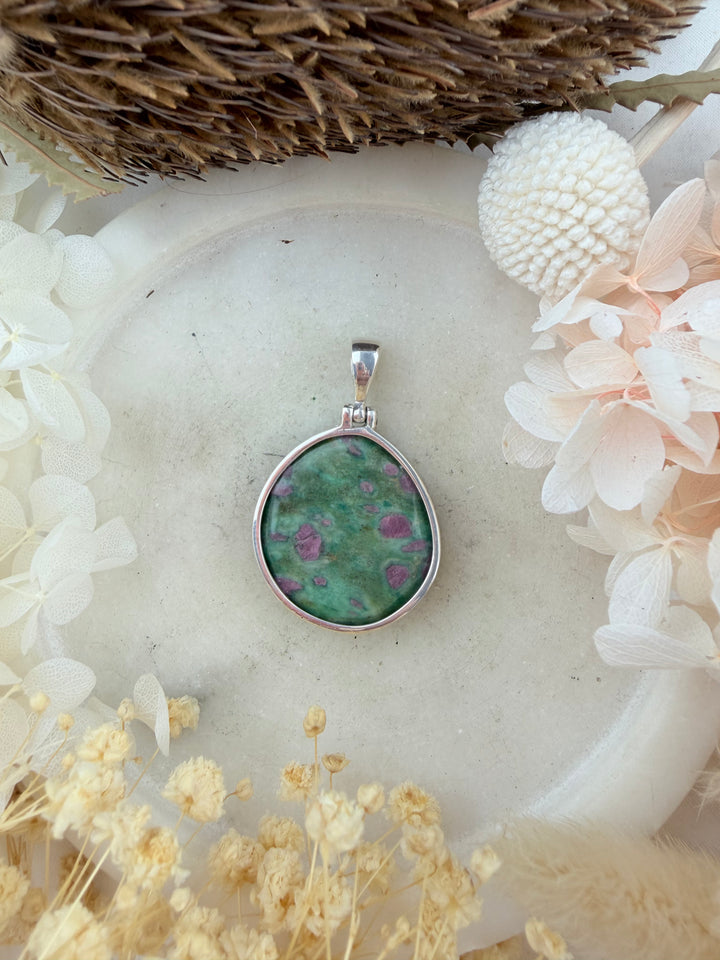 Ruby Fuchsite Silver Pendant