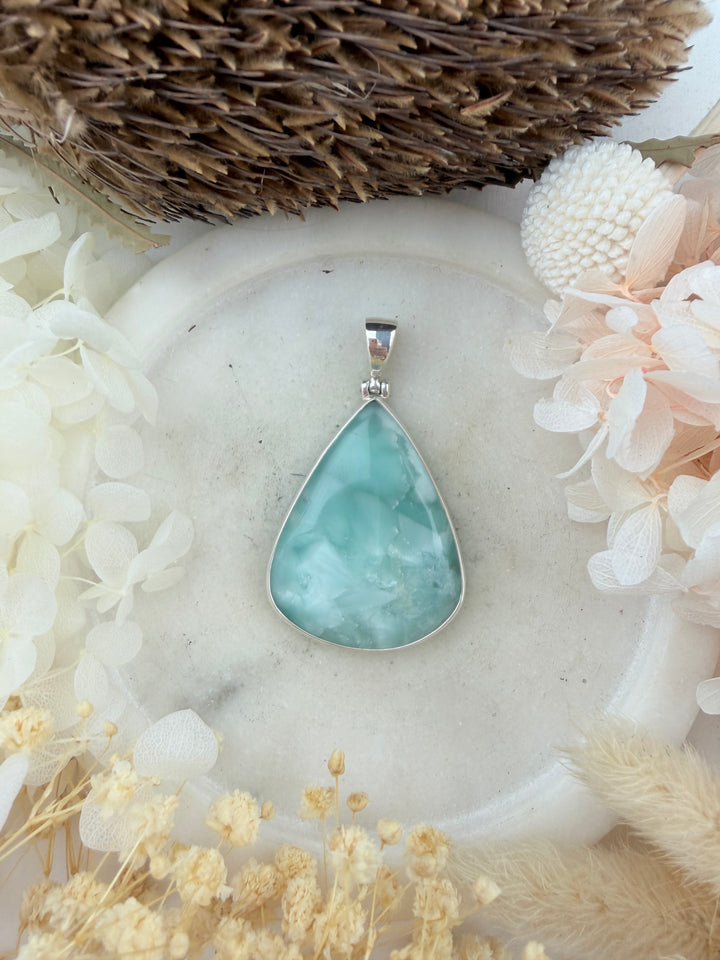 Hemimorphite Silver Pendant