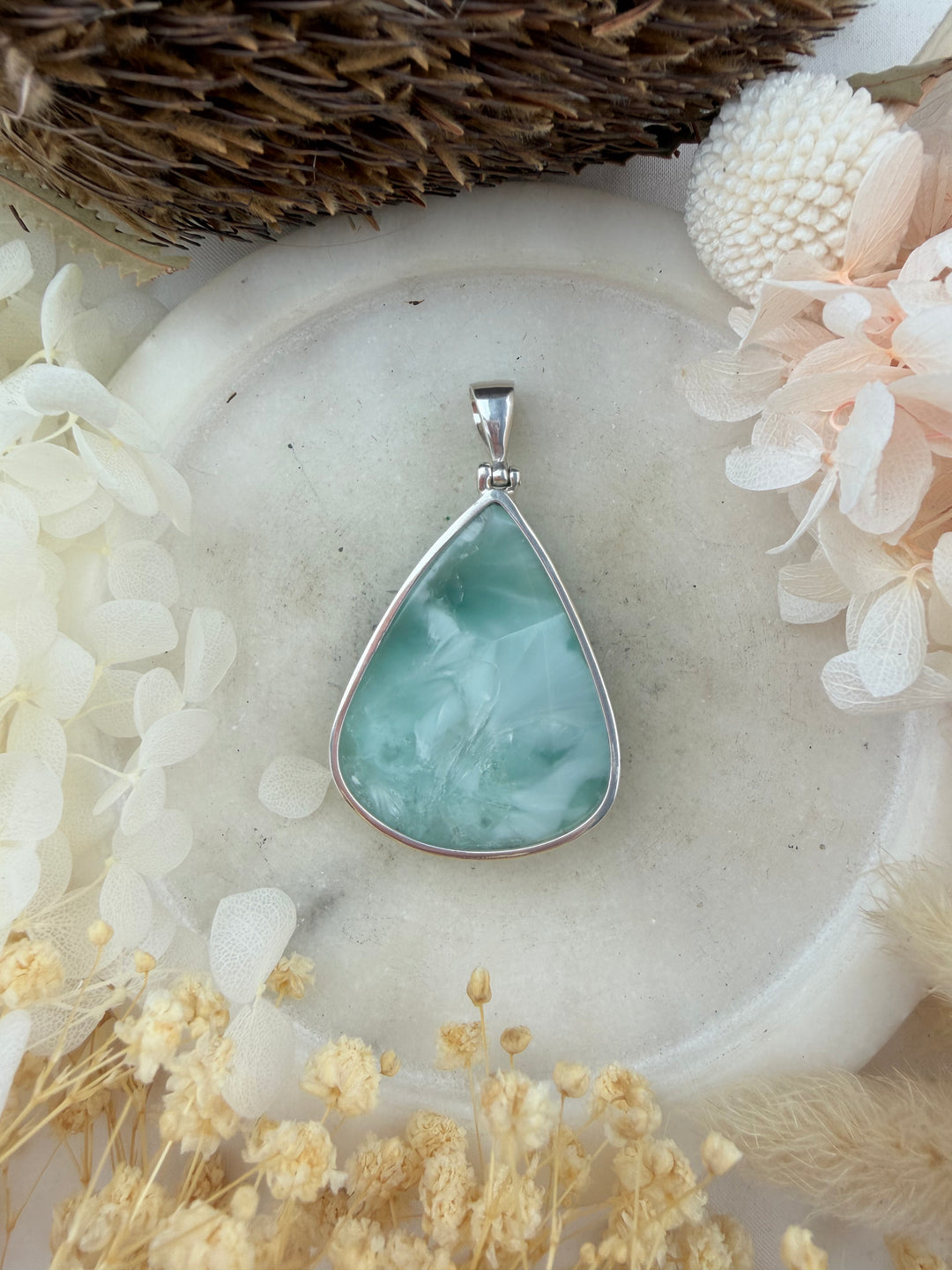 Hemimorphite Silver Pendant