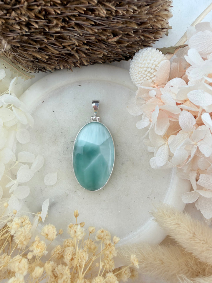 Hemimorphite Silver Pendant