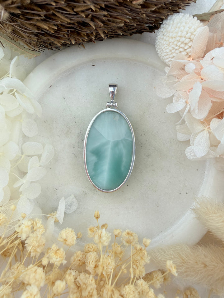 Hemimorphite Silver Pendant