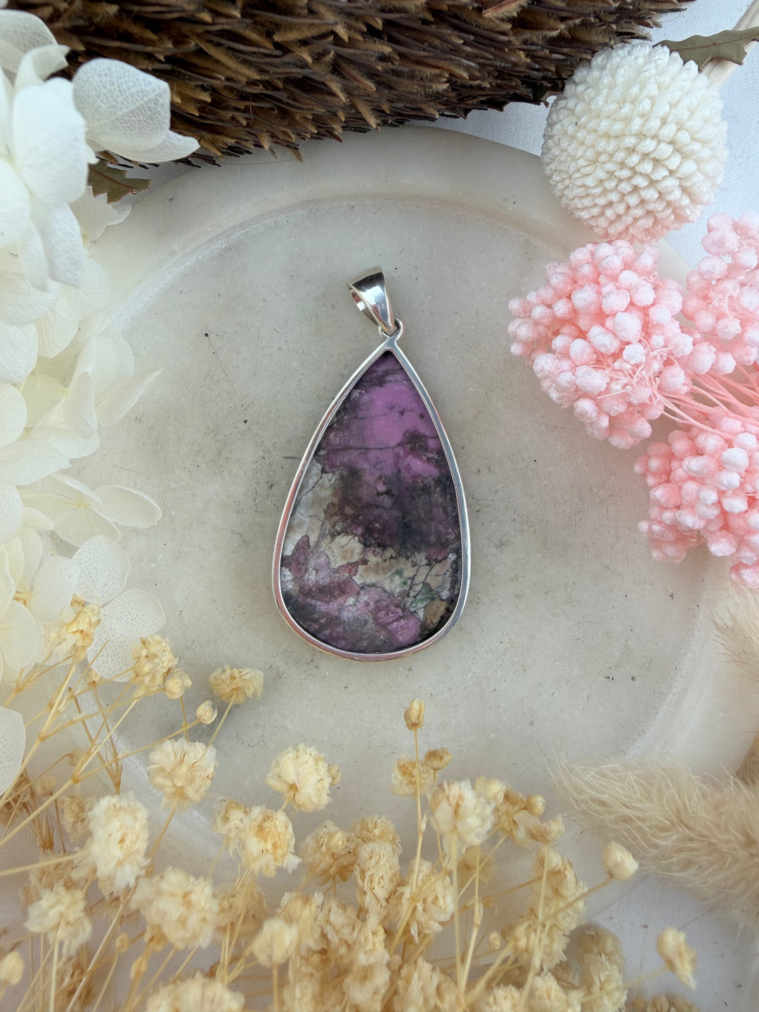 Cobalto Calcite Silver Pendant