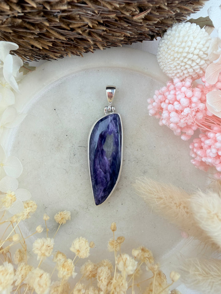 Charoite Silver Pendant