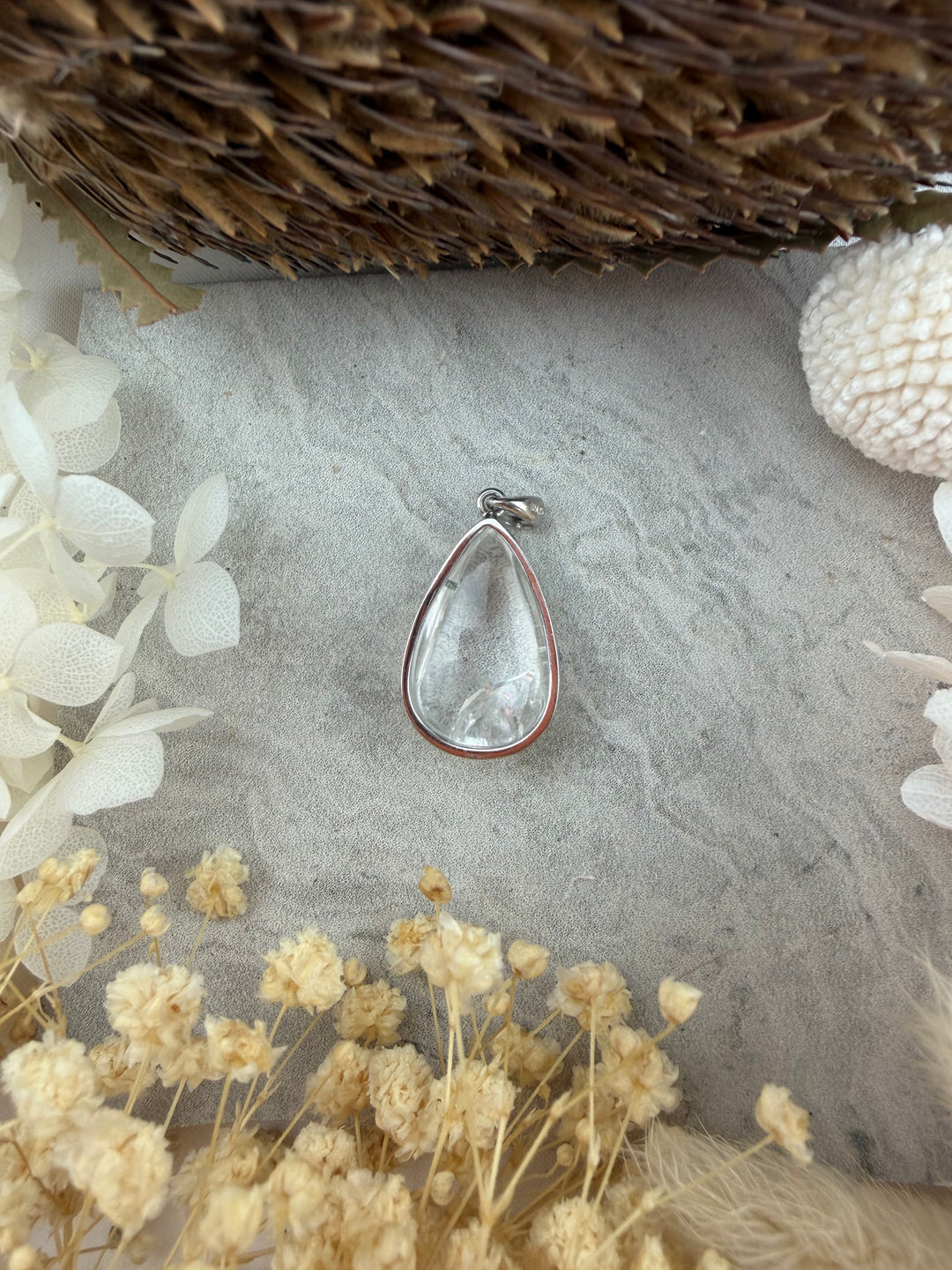 Clear Quartz Manifestation (Rare) Silver Pendant