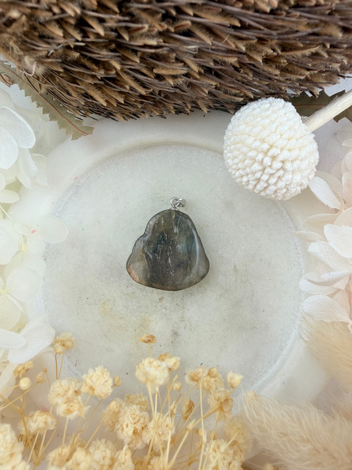 Labradorite Buddha Silver Pendant