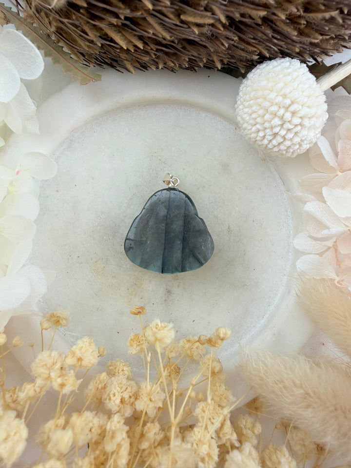 Labradorite Buddha Silver Pendant