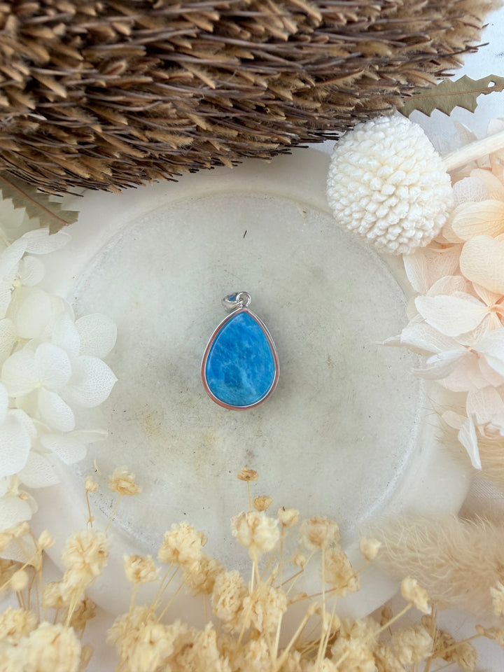 Blue Apatite Silver Pendant