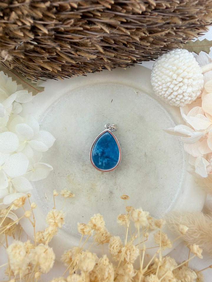Blue Apatite Silver Pendant