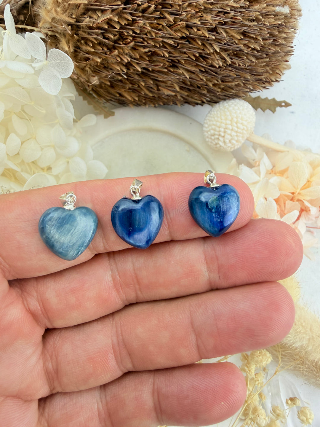 Blue Kyanite Heart Silver Pendant