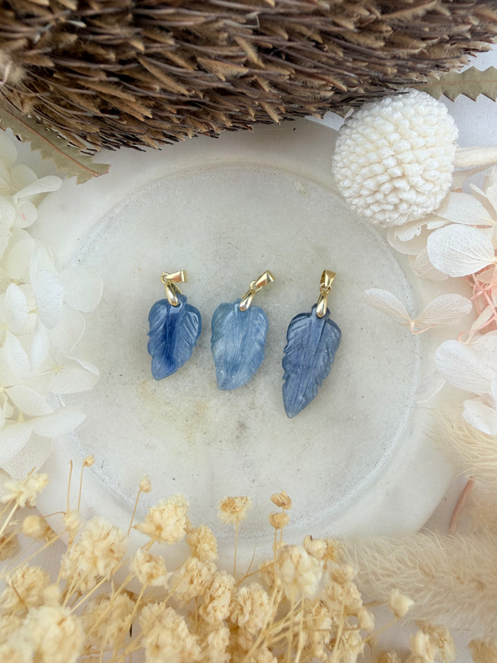 Blue Kyanite Feather Vermillion Pendant