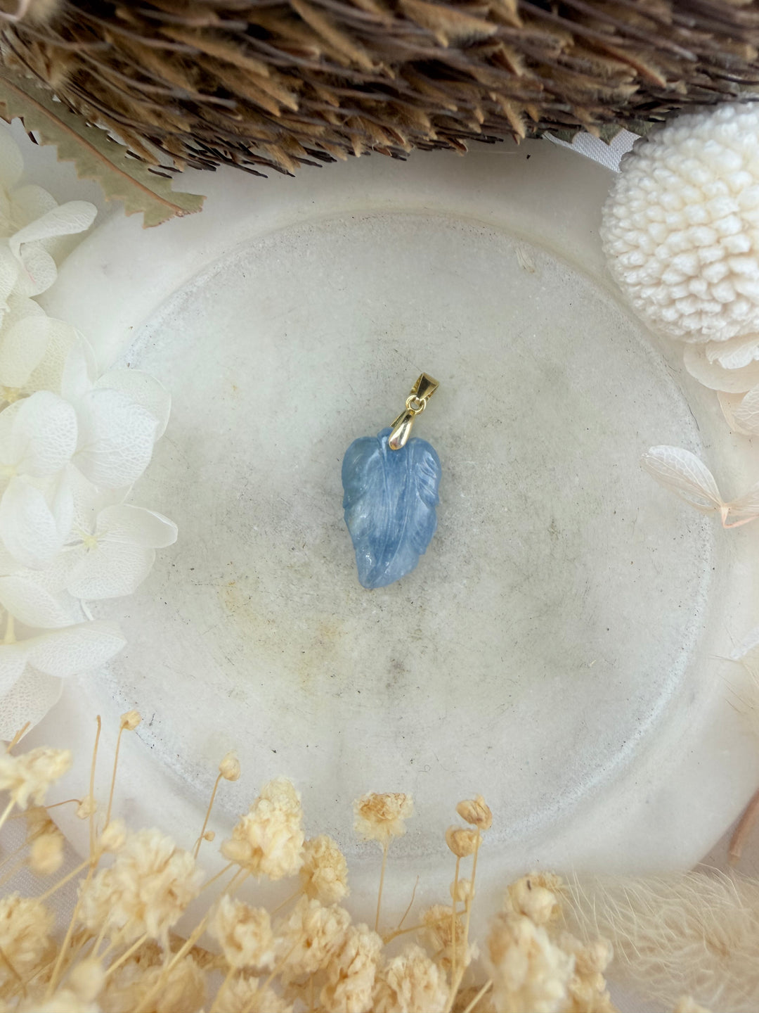 Blue Kyanite Feather Vermillion Pendant