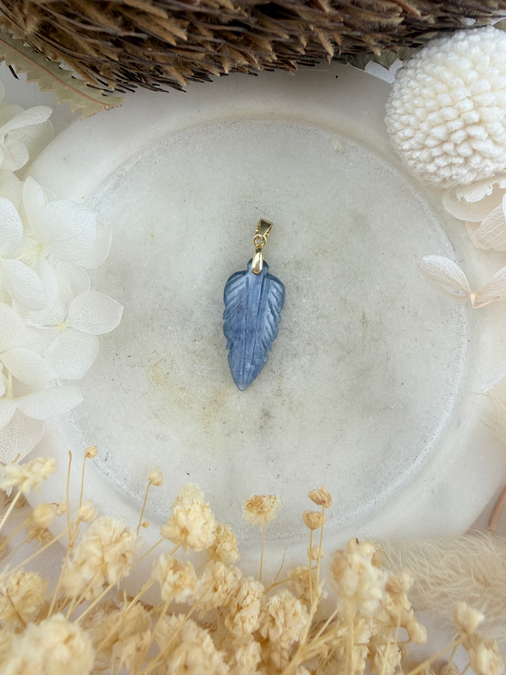 Blue Kyanite Feather Vermillion Pendant