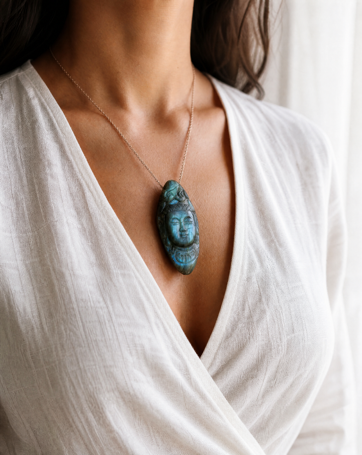 Labradorite Kwan Yin Pendant