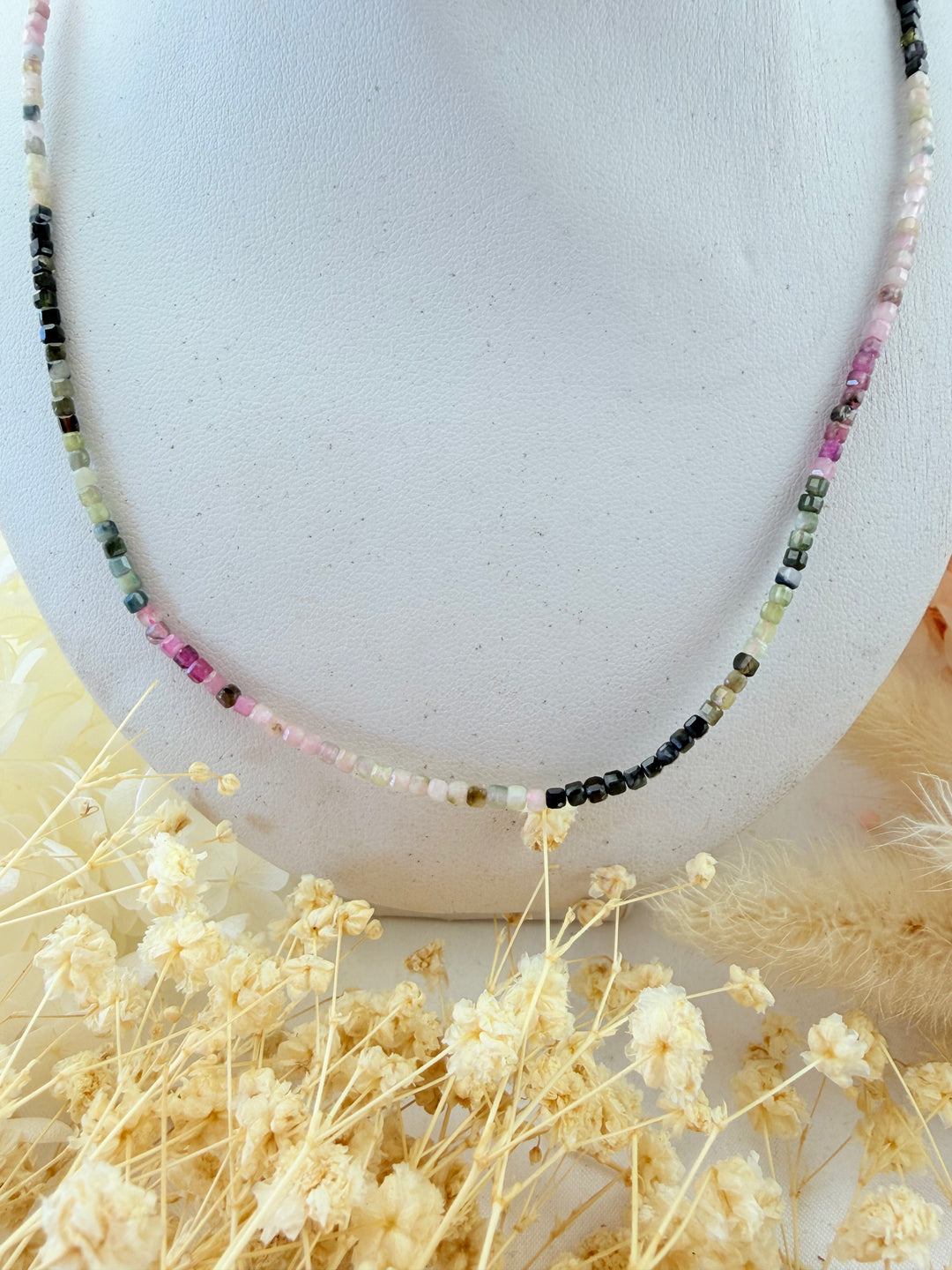 Watermelon Tourmaline Faceted  Necklace